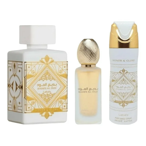 Lattafa Set Bade’e Al Oud Honor & Glory 3 piezas