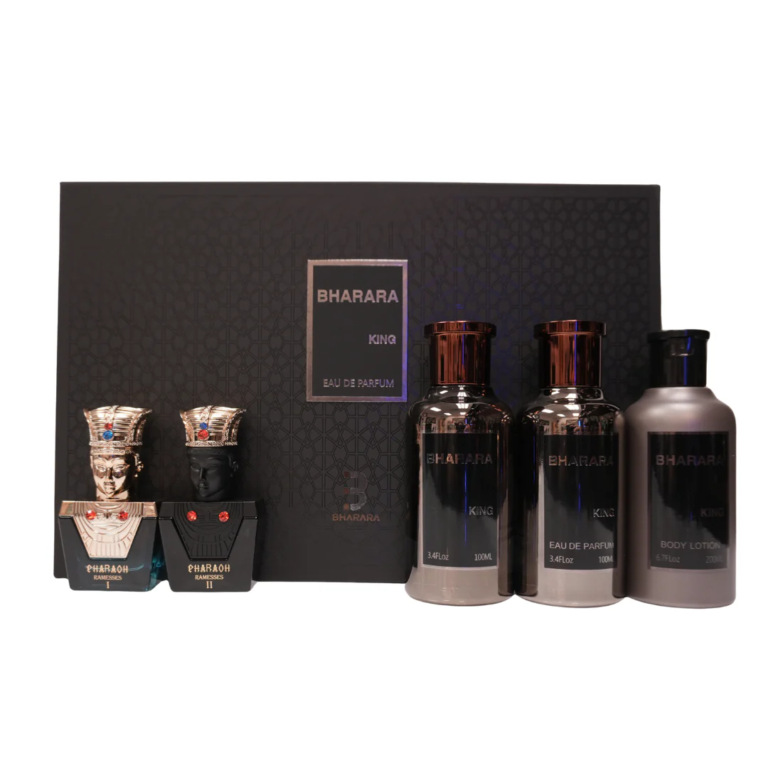 Bharara King 100ml Set After Shave 100ml + Body Lotion 200ml + Pharaoh Ramesses I 10ml + Pharaoh Ramesses II 10ml