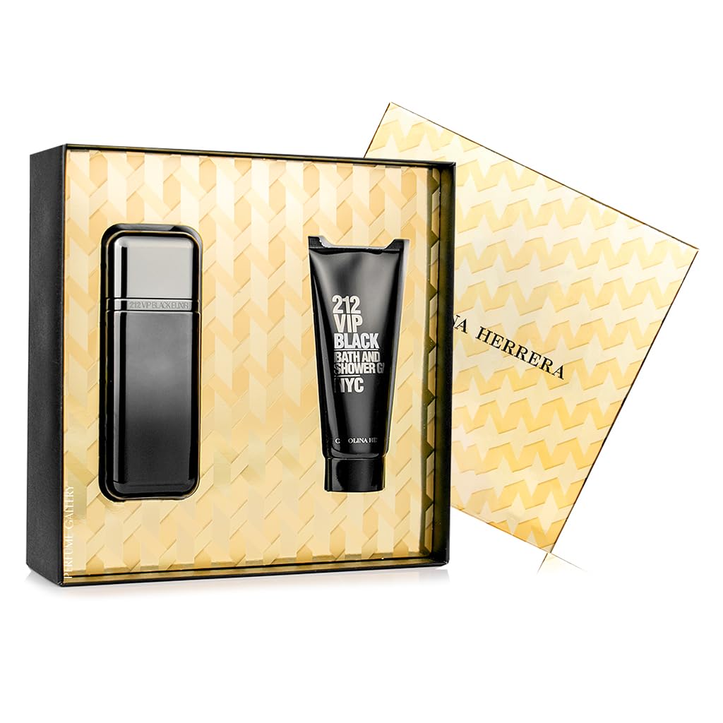 Carolina Herrera Set 212 Vip Black Elixir 100ml + Gel Ducha Caja Dorada