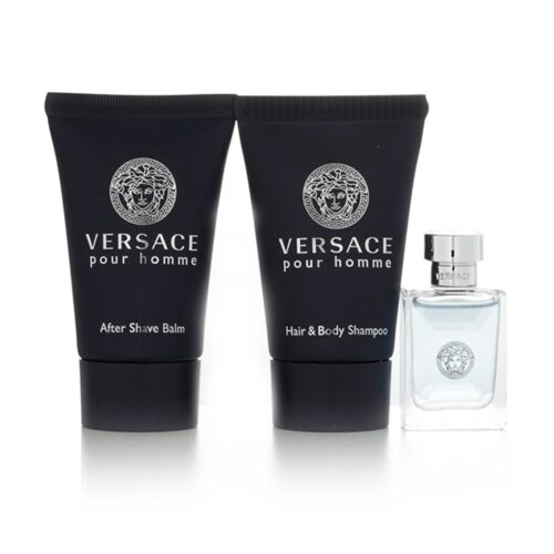 Versace Set Eau de Perfume 5ml + Shampoo Para Cabello y Cuerpo 25ml + Balsamo Para despues de Afeitar 25ml