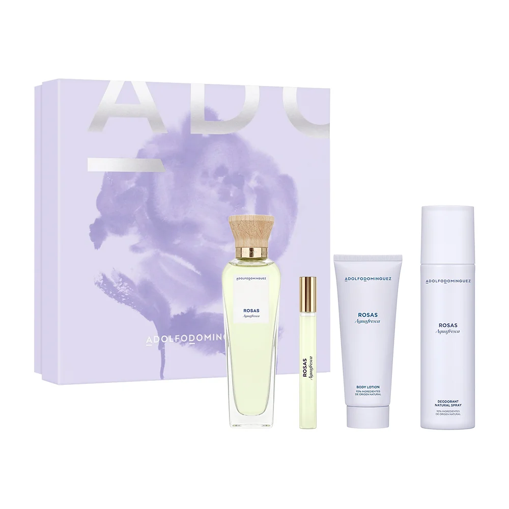 Adolfo Dominguez Set Agua Fresca Rosas EDT 120ml + Locion Corporal 75ml + Desodorante 150ml + Miniatura 10ml