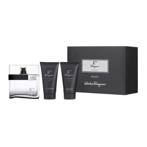 Salvatore Ferragamo Set F by Ferragamo Black EDT 100ml + Gel de Ducha 75ml + Crema de Afeitar 75ml