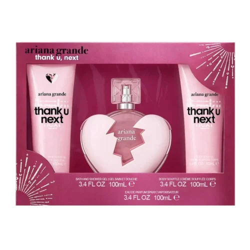 Ariana Grande Thank U Next Estuche 3 Piezas Dama EDP 100ml + Locion Corporal 100ml + Gel de Baño 100ml