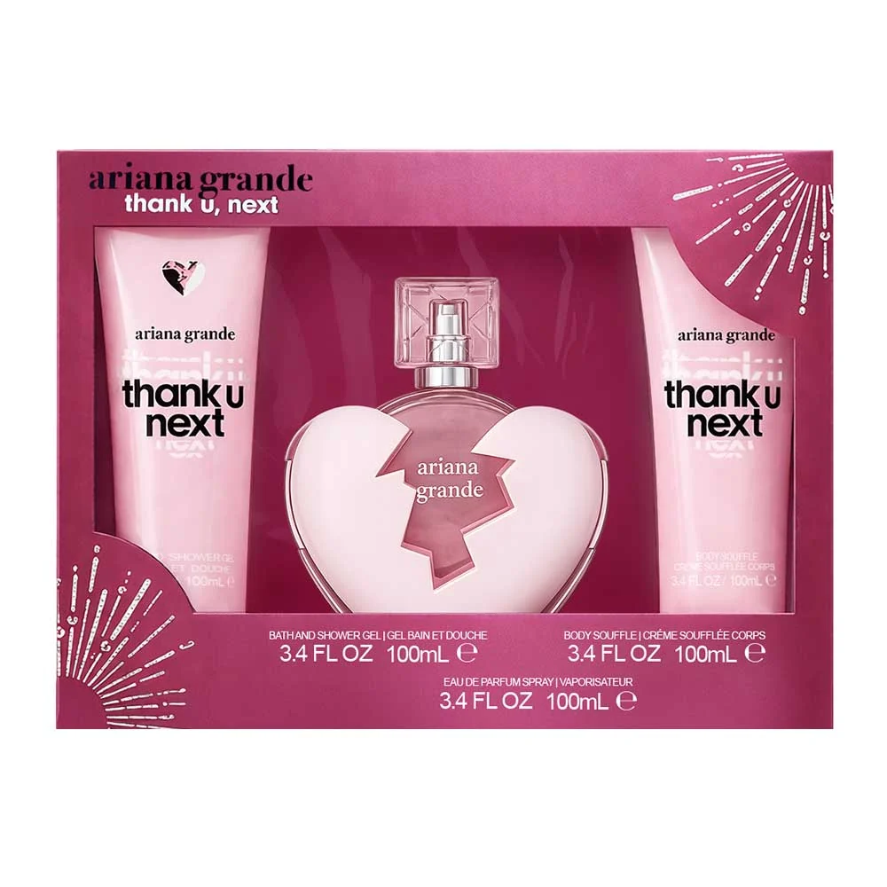 Ariana Grande Thank U Next Estuche 3 Piezas Dama EDP 100ml + Locion Corporal 100ml + Gel de Baño 100ml