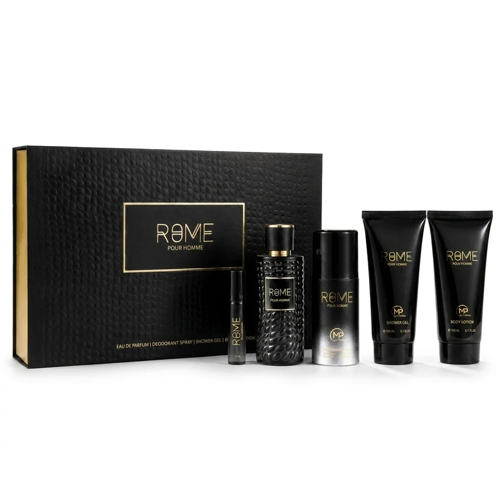 BHARARA SET ROME POUR HOMME EDP 100ML + MINIATURA EDP 15ML + DESODORANTE T 150ML + SHOWER GEL 150ML + BODY LOTION 150ML