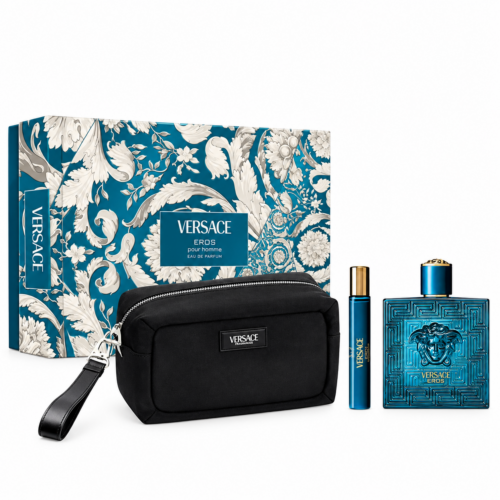 Versace Set Eros EDP 100ml + Vial 10ml + Cosmetiquera