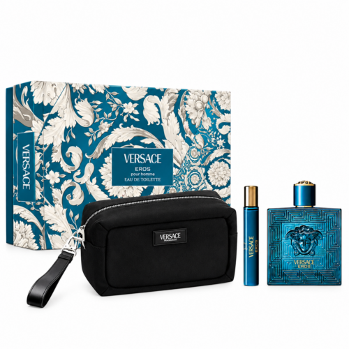 Versace Set Eros EDT 100ml + Vial 10ml + Cosmetiquera
