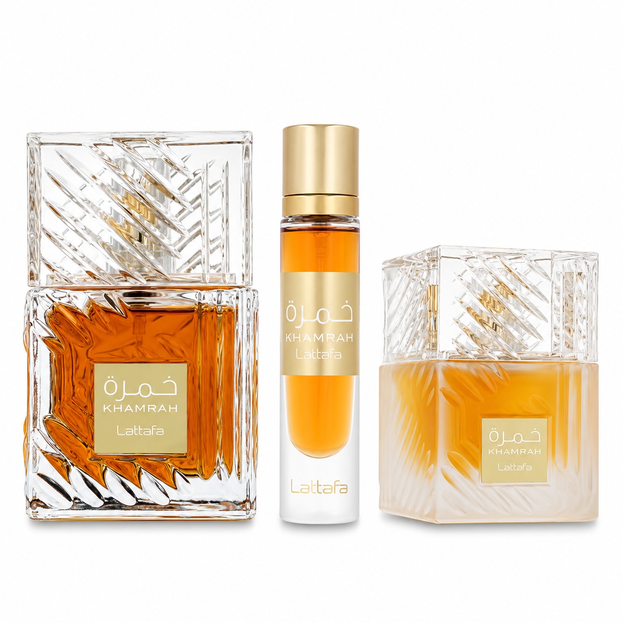 Lattafa Set Khamrah 100ml + Hair Mist 50ML + Vial 12ml - Imagen 2