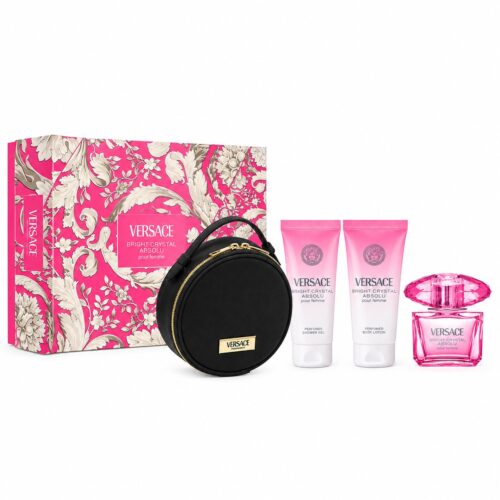 Versace Set Bright Crystal Absolu Pour Femme 90ml + Bolsa + Crema + Gel Ducha