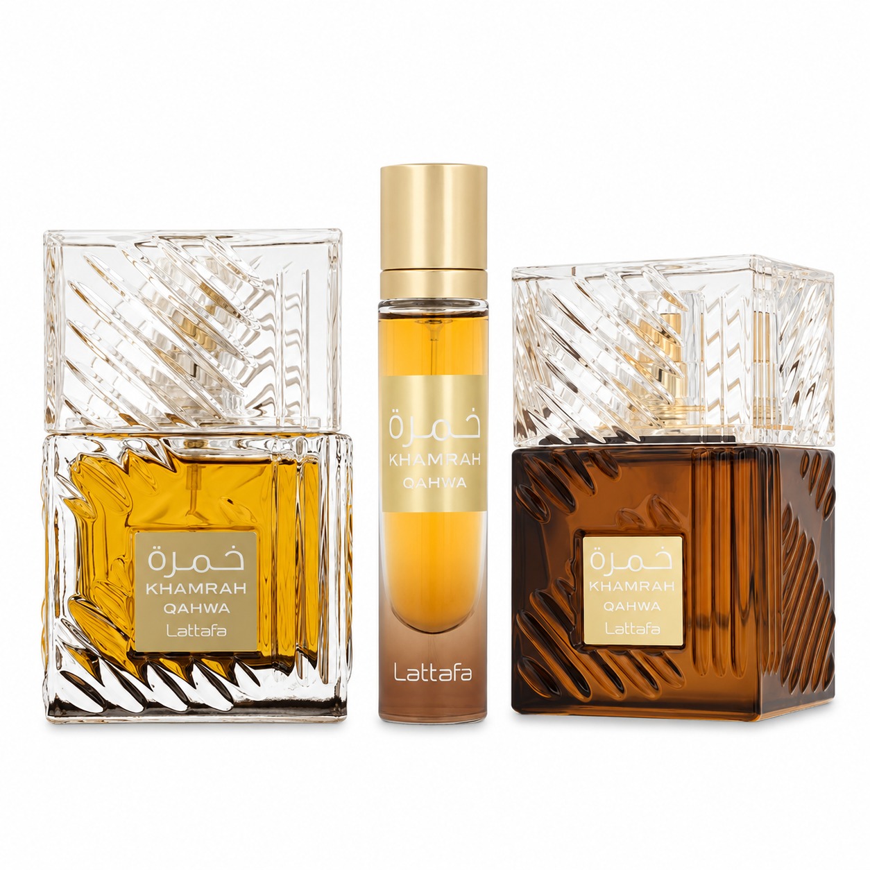 Lattafa Set Khamrah Qahwa 100ml + Hair Mist 50ML + Vial 12ml - Imagen 2