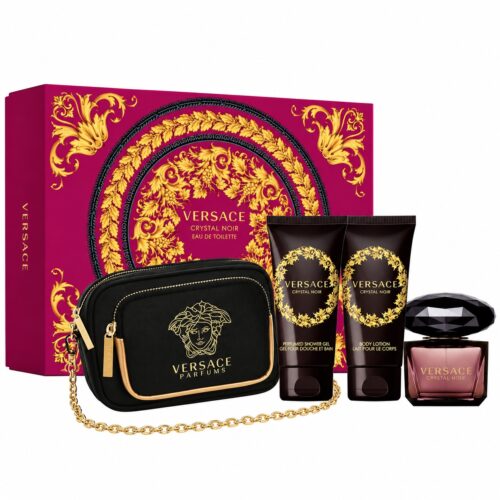 Versace CRYSTAL NOIR EDT 90ML +BODY LOTION 100ML +SHOWER GEL 100ML + CLUTCH EDT SET DE DAMA